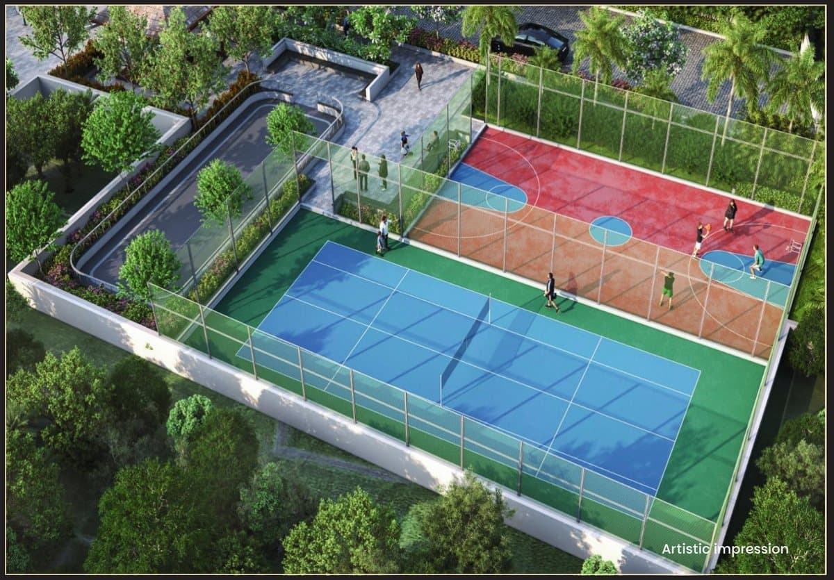 Sports courts and landscaped amenities at Legacy Kairos
